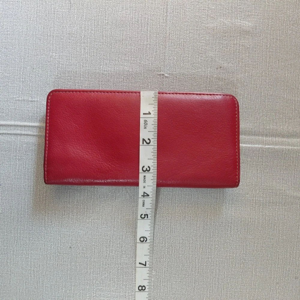 Vtg Paul & Harris Red Leather Bifold Organizer Wallet Travel Made in India